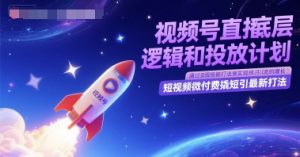 视频号直播底层逻辑和投放计划，短视频微付费撬短引最新打法-赚金金-技能学习分享