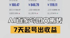 百家号搬砖新玩法,AI一键仿写爆文,7天起号出收益-赚金金-技能学习分享