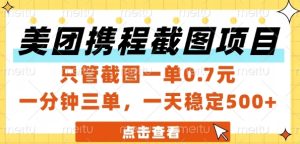 美团携程截图项目,只管截图一单0.7元,一分钟三单,一天稳定5张+【揭秘】-赚金金-技能学习分享