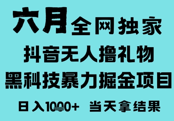 25年6月高爆抖音无人直播最新撸音浪掘金项目，门槛低小白可做，无脑日入1k，可矩阵放大【揭秘】-赚金金-技能学习分享