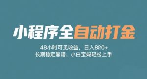 小程序全自动打金,48小时可见收益,日入多张,长期稳定靠谱,小白宝妈轻松上手【揭秘】-赚金金-技能学习分享