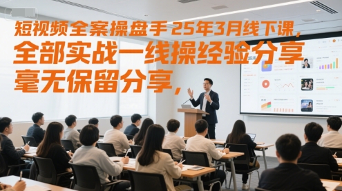 短视频全案操盘手25年3月线下课，全部实战一线操盘手经验分享，毫无保留分享，全是干货-赚金金-技能学习分享