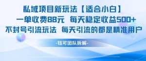 私域项目新玩法【适合小白】 一单收费88.每天稳定收益几张-赚金金-技能学习分享