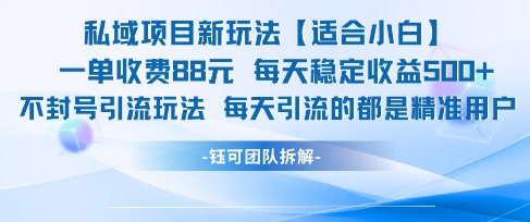 私域项目新玩法【适合小白】 一单收费88.每天稳定收益几张-赚金金-技能学习分享