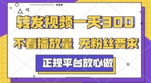 转发视频一天3张+，正规平台放心做，不看播放量，无粉丝要求，随时随地挣收益【揭秘】-赚金金-技能学习分享
