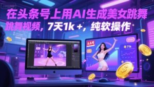 在头条号上用AI生成美女跳舞视频,7天1k+,纯软件操作-赚金金-技能学习分享