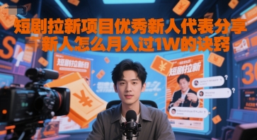 短剧拉新项目优秀新人代表分享新人怎么月入过1W的诀窍-赚金金-技能学习分享