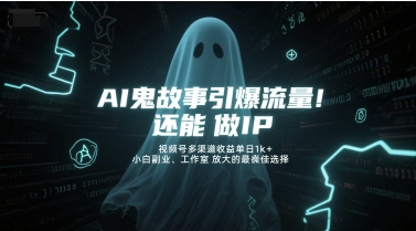 AI鬼故事引爆流量，还能做IP，视频号多渠道收益单日1k+，小白副业、工作室放大的最佳选择-赚金金-技能学习分享