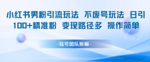 小红书男粉引流玩法不废号玩法日引100男粉变现路径多操作简单-赚金金-技能学习分享