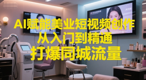 AI赋能美业短视频创作，从入门到精通，打爆同城流量，超级AI工具短视频实操落地-赚金金-技能学习分享
