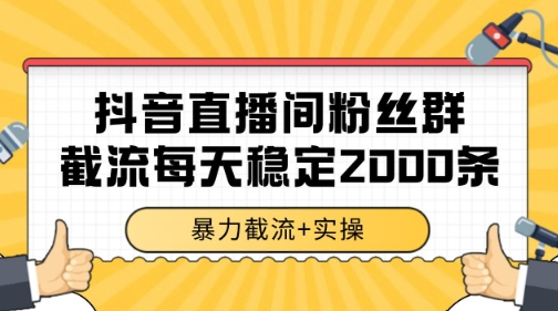 抖音直播间粉丝群暴力截流，一台电脑每天稳定2000条数据【揭秘】-赚金金-技能学习分享