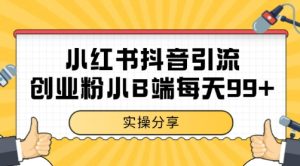 小红书抖音创业粉,小B端粉自热 日引99+的一个玩法【揭秘】-赚金金-技能学习分享