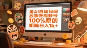 用AI自动民间故事做视频号，100%原创，矩阵日入1k+-赚金金-技能学习分享