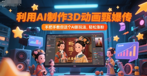 利用AI制作3D动画甄嬛传，流量爆了，手把手教你这个AI新玩法，轻松涨粉-赚金金-技能学习分享