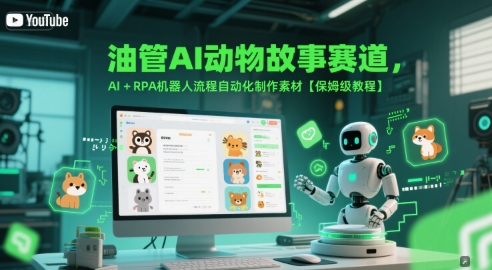 油管AI动物故事赛道，AI+RPA机器人流程自动化制作素材【保姆级教程】-赚金金-技能学习分享