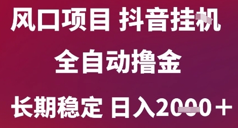 风口项目，六月最新玩法抖音无人挂G，全自动撸金，长期稳定 日入2k+【揭秘】-赚金金-技能学习分享