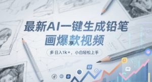 最新AI一键生成铅笔画爆款视频,多平台分发,日 入1k+,小白轻松上手【揭秘】-赚金金-技能学习分享