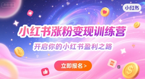 小红书涨粉变现训练营，开启你的小红书盈利之路-赚金金-技能学习分享