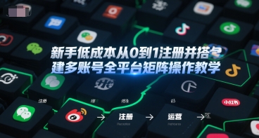 新手低成本从0到1注册并搭建多账号全平台矩阵操作教学，手机号-邮箱-IP-工具-赚金金-技能学习分享