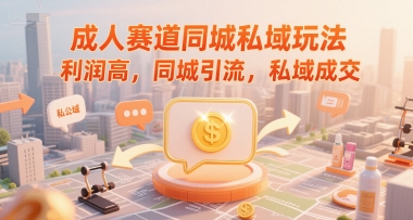 成人赛道同城私域玩法，利润高，同城引流，私域成交-赚金金-技能学习分享