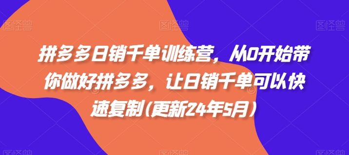 拼多多日销千单训练营，从0开始带你做好拼多多，让日销千单可以快速复制(更新25年6月)-赚金金-技能学习分享