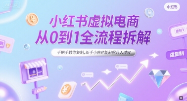 小红书虚拟电商从0到1全流程拆解，手把手教你复制，新手小白也能轻松月入过W-赚金金-技能学习分享