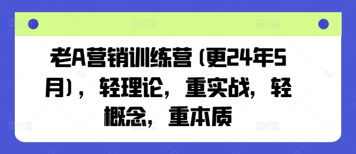 老A营销训练营(更25年6月)，轻理论，重实战，轻概念，重本质-赚金金-技能学习分享