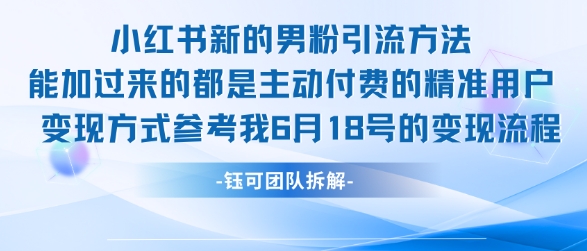小红书全新男粉引流实操方法，日引流100多精准男粉-赚金金-技能学习分享