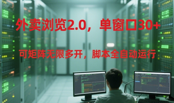 外卖浏览2.0，单窗口30+可矩阵无限多开，脚本全自动运行【揭秘】-赚金金-技能学习分享
