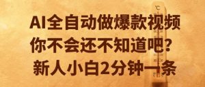 AI全自动做爆款视频,你不会还不知道吧?新人小白2分钟一条【揭秘】-赚金金-技能学习分享