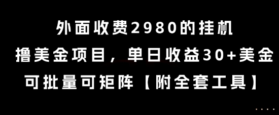 外面收费2980的挂G撸美金项目，单日收益30+美金，可批量可矩阵【揭秘】-赚金金-技能学习分享