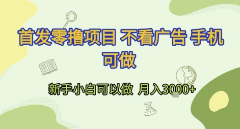 首发零撸项目 不看广告 手机可做 新手小白可以做  月入3k+【揭秘】-赚金金-技能学习分享