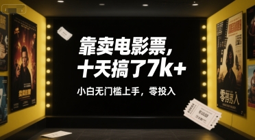 靠卖电影票，十天搞了7k+，小白无门槛上手，零投入【揭秘】-赚金金-技能学习分享