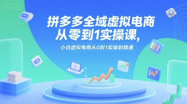 拼多多全域虚拟电商从零到1实操课，小白虚拟电商从0到1实操到精通-赚金金-技能学习分享