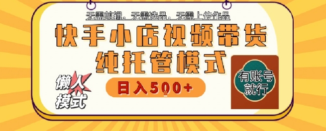 快手小店托管代运营，无需剪辑，无需选品，无需上传作品，全程无需操作，轻松月入5k+【揭秘】-赚金金-技能学习分享