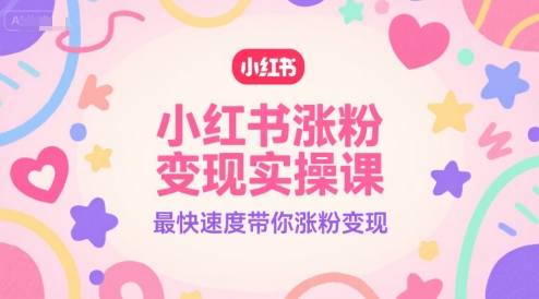 小红书涨粉变现实操课，最快速度带你涨粉变现-赚金金-技能学习分享