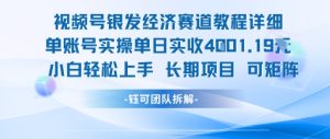 视频号银发经济赛道单账号实操单日实收1k+,小白轻松上手长期项目-赚金金-技能学习分享