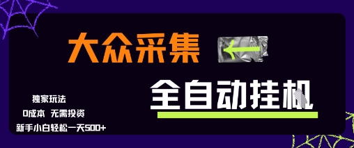 大众采集全自动玩法，新手小白轻松一天5张+，操作简单零成本【揭秘】-赚金金-技能学习分享