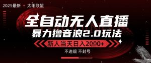 太阳联盟-最新独家2.0技术抖音无人直播撸音浪，黑科技全自动运行，低门槛，新手当天日入2k+【揭秘】-赚金金-技能学习分享