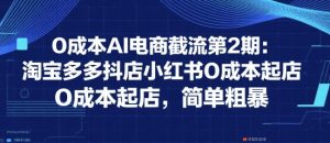 0成本AI电商截流第2期:淘宝多多抖店小红书0成本起店,简单粗暴-赚金金-技能学习分享