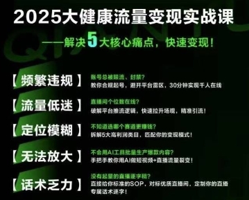 大健康流量全域新增长8.0，三月底线下课视频，大健康万亿蓝海，从类目突围到模式迭代-赚金金-技能学习分享