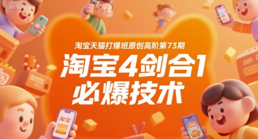 淘宝天猫打爆班原创高阶第73期，淘宝4剑合1必爆技术-赚金金-技能学习分享