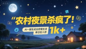 农村夜景杀疯了!AI一键生成治愈系慢生活,单日狂入1k+-赚金金-技能学习分享