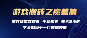 游戏搬砖之魔兽篇,稳定吃排骨每天3小时【揭秘】-赚金金-技能学习分享