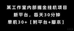 某工作室内部掘金挂G项目,新平台,每天30分钟,单机30+【揭秘】-赚金金-技能学习分享