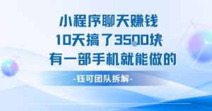 小程序聊天挣钱10天搞了3.5k,有一部手机就能做的-赚金金-技能学习分享