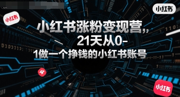 小红书涨粉变现营，21天从0-1做一个挣钱的小红书账号-赚金金-技能学习分享