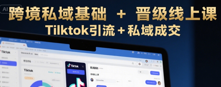 跨境私域基础+晋级线上课，Tilktok引流+私域成交-赚金金-技能学习分享