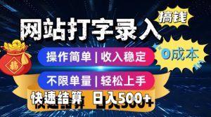 网站打字录入搞钱,0成本,操作简单,收入稳定,不限单量,轻松上手,快速结算,日入5张【揭秘】-赚金金-技能学习分享