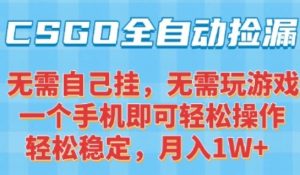 CSGO自动捡漏项目,最新独家玩法,一个手机可操作,新手小白轻松月入1W+,操作简单易上手【揭秘】-赚金金-技能学习分享